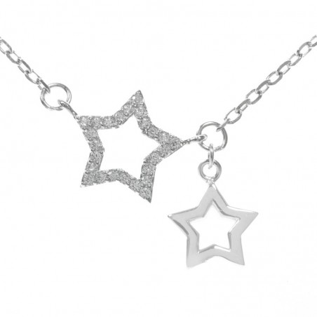 Collar ajustable con doble estrella Plata de Ley