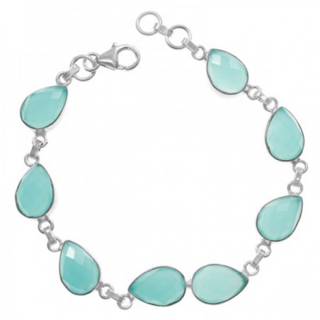 Pulsera Plata de Ley 925 piedra hindú calcedonia