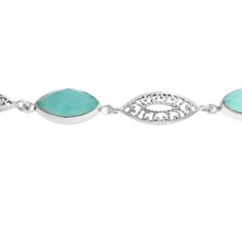 Pulsera calcedonia azul facetada Plata de Ley 925 2