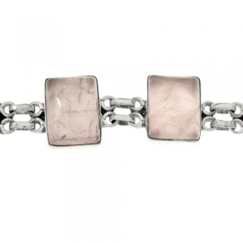 Pulsera rectángulos de cuarzo rosa Plata de Ley 925 - Karissma 2
