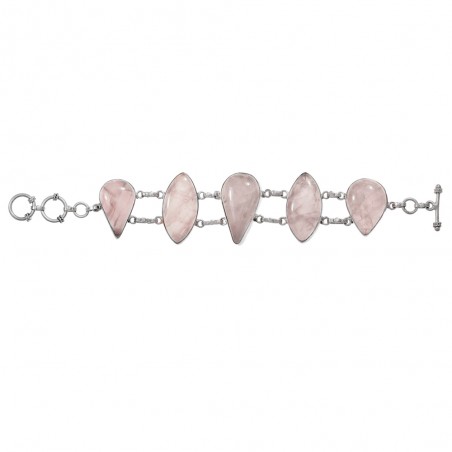 Pulsera XL cuarzo rosa Plata de Ley - Karissma