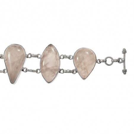 Pulsera XL cuarzo rosa Plata de Ley - Karissma