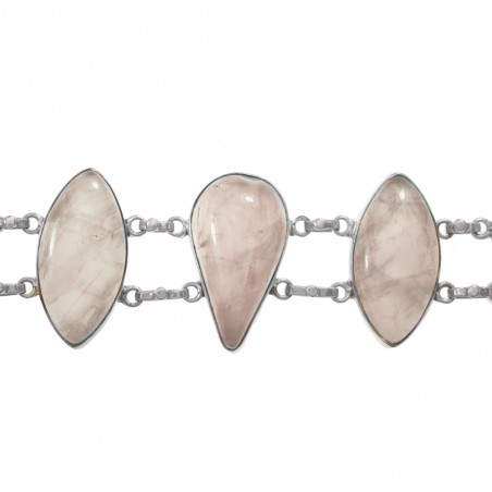 Pulsera XL cuarzo rosa Plata de Ley - Karissma