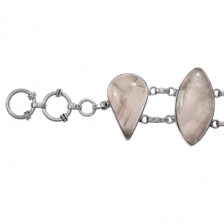 Pulsera XL cuarzo rosa Plata de Ley - Karissma