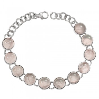 Pulsera de cuarzo rosa Plata de Ley 925 | Karissma