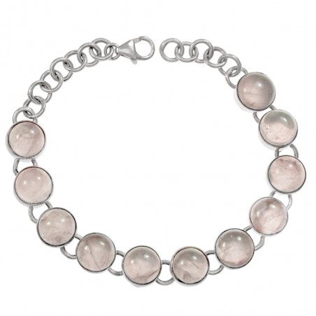 Pulsera de cuarzo rosa Plata de Ley 925 | Karissma