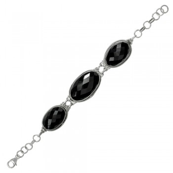 Pulsera XL ónix oval facetado Plata de Ley 925 - Karissma