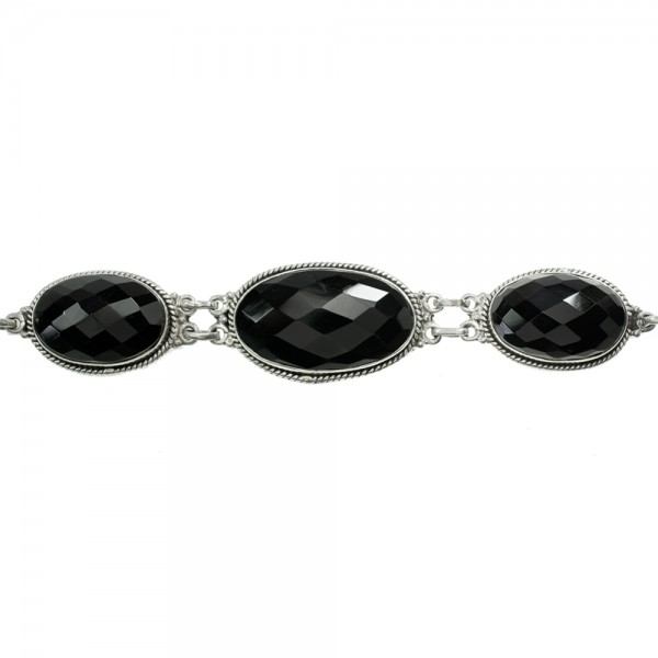 Pulsera XL ónix oval facetado Plata de Ley 925 - Karissma