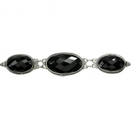 Pulsera XL ónix oval facetado Plata de Ley 925 - Karissma