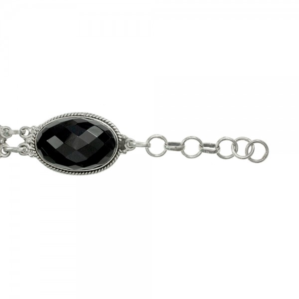 Pulsera XL ónix oval facetado Plata de Ley 925 - Karissma