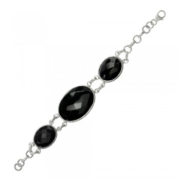 Pulsera XL ónix facetado Plata de Ley - Karissma