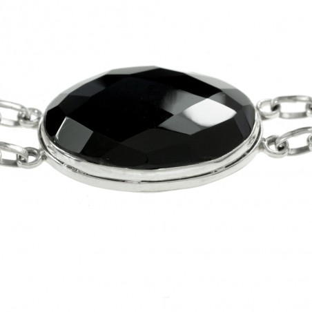 Pulsera XL ónix facetado Plata de Ley - Karissma