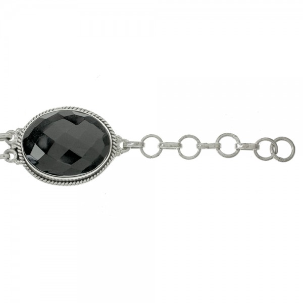 Brazalete triple ónix facetado Plata de Ley - Karissma