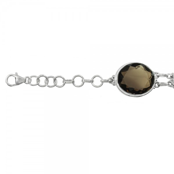 Pulsera XL cuarzo fumé facetado Plata de Ley 925 - Karissma
