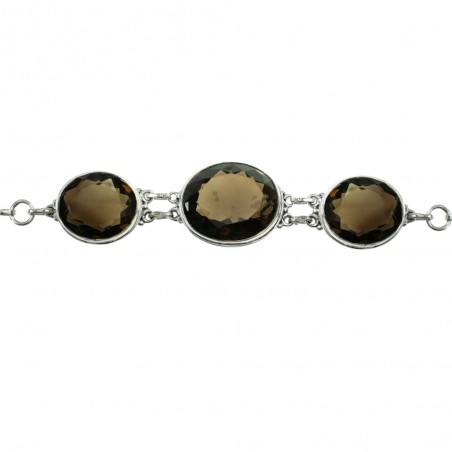 Pulsera XL cuarzo fumé facetado Plata de Ley 925 - Karissma