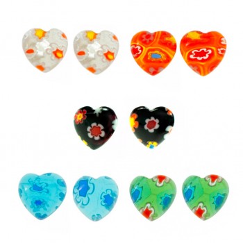 Pendientes corazón de cristal Murano Plata de Ley - Karissma