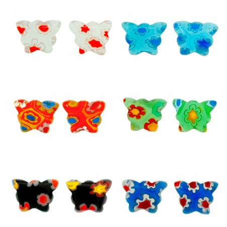 Pendientes mariposa cristal Murano Plata de Ley - Karissma
