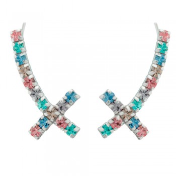 Trepadores cruz circonitas de colores Plata de Ley - Karissma