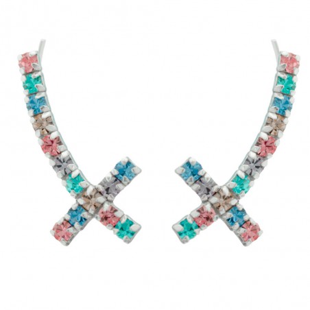 Trepadores cruz circonitas de colores Plata de Ley - Karissma