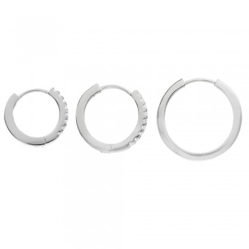 Aros brillo blanco Plata de Ley - Karissma