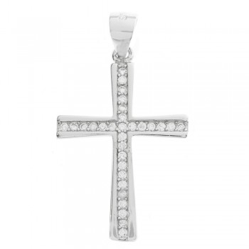 Cruz circonitas blancas Plata de Ley - Karissma