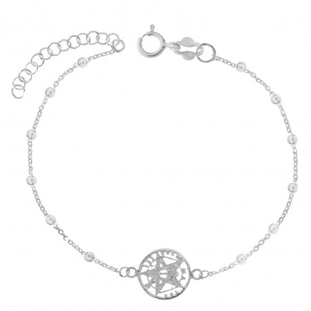 Pulsera de bolitas con tetragrámaton Plata de Ley - Karissma