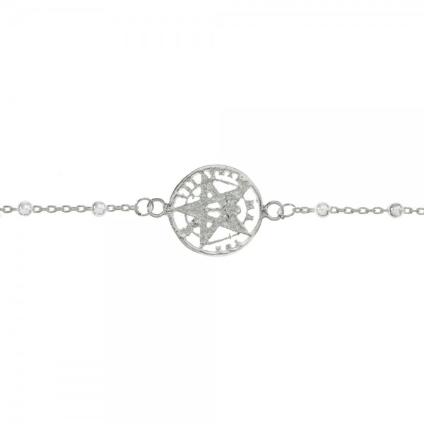 Pulsera de bolitas con tetragrámaton Plata de Ley - Karissma