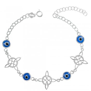 Pulsera Nudo de Bruja & Ojo turco  Plata de Ley  - Karissma