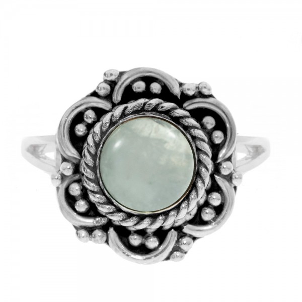 Anillo piedra natural flor étnica Plata de Ley - Karissma
