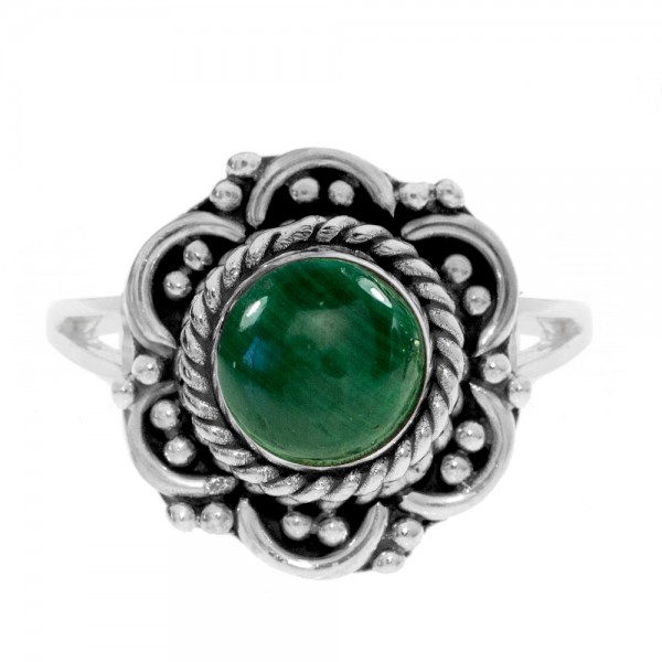 Anillo piedra natural flor étnica Plata de Ley - Karissma