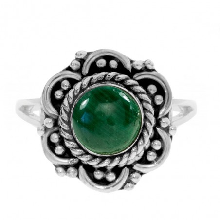 Anillo piedra natural flor étnica Plata de Ley - Karissma