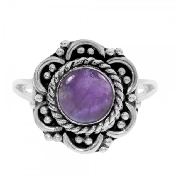 Anillo piedra natural flor étnica Plata de Ley - Karissma