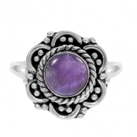 Anillo piedra natural flor étnica Plata de Ley - Karissma