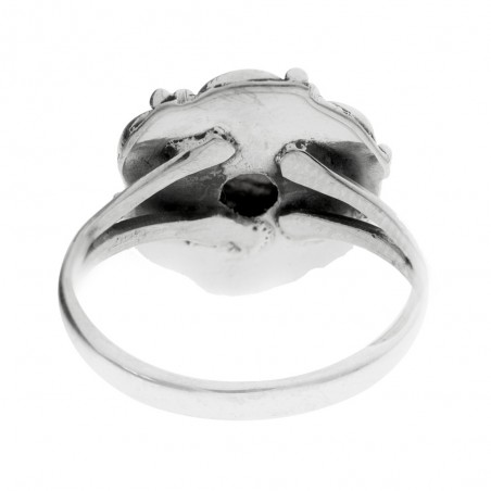 Anillo piedra natural flor étnica Plata de Ley - Karissma