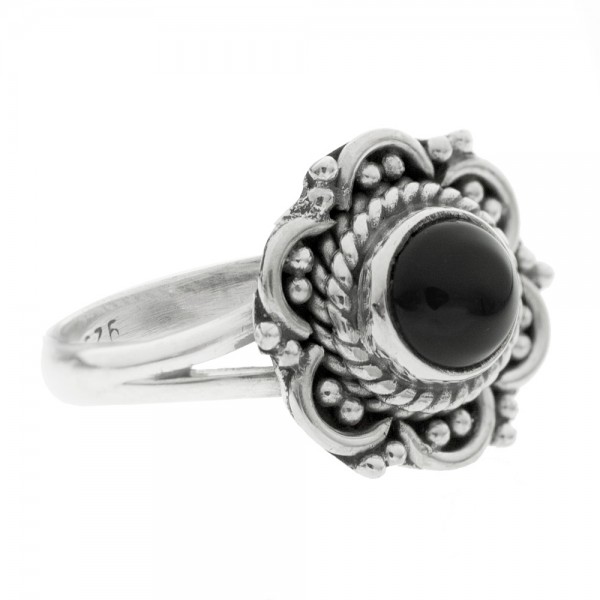 Anillo piedra natural flor étnica Plata de Ley - Karissma