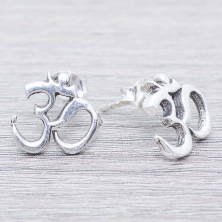 Pendientes símbolo Om Oxidado Plata de Ley 925