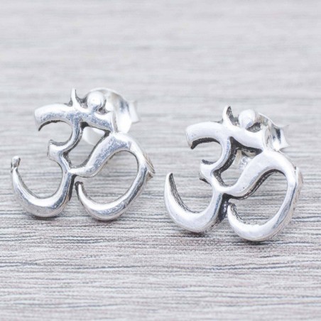 Pendientes símbolo Om Oxidado Plata de Ley 925