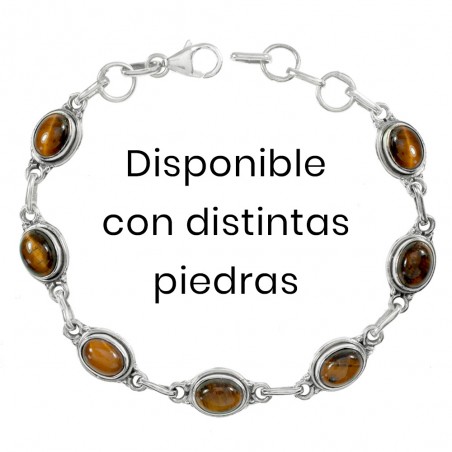 Pulsera de piedra natural talla oval Plata de Ley  - Karissma