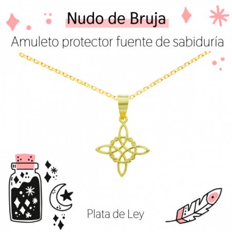Collar Nudo de Bruja dorado Plata de Ley - Karissma