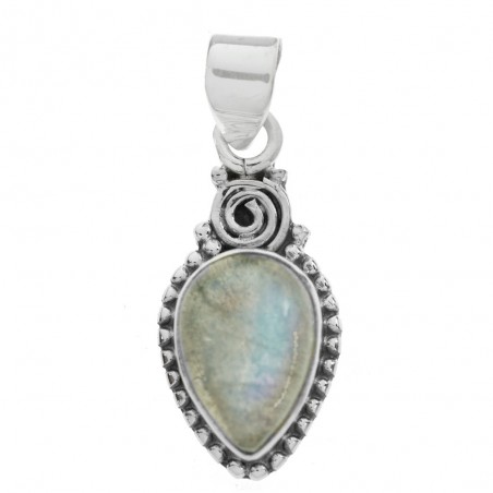 Colgante gota étnica piedra natural Plata de Ley - Karissma