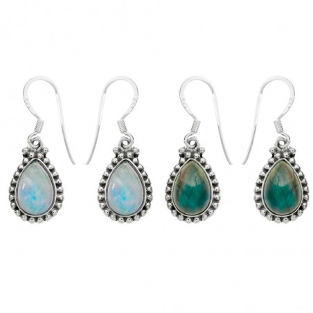 Pendientes gota piedra natural Plata de Ley - Karissma