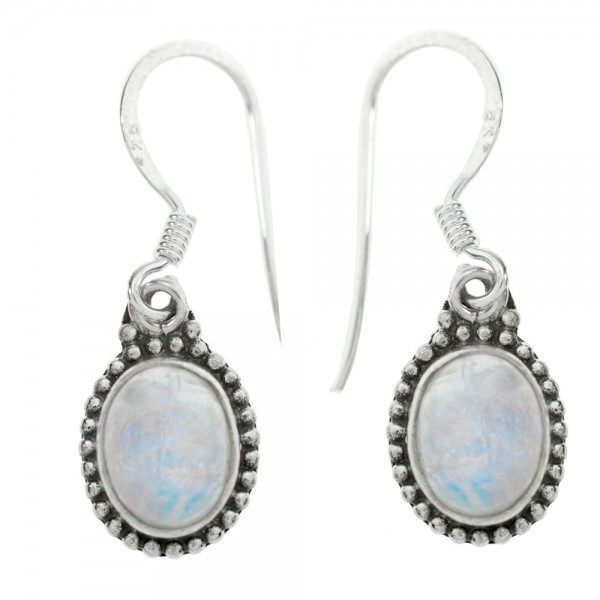 Pendientes étnicos piedra natural oval Plata de Ley - Karissma