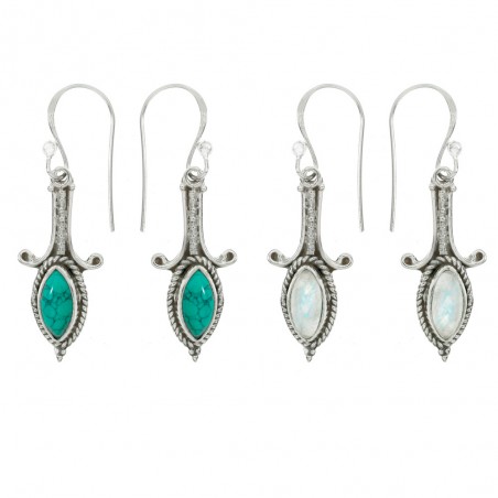 Pendientes piedra natural marquesa Plata de Ley - Karissma