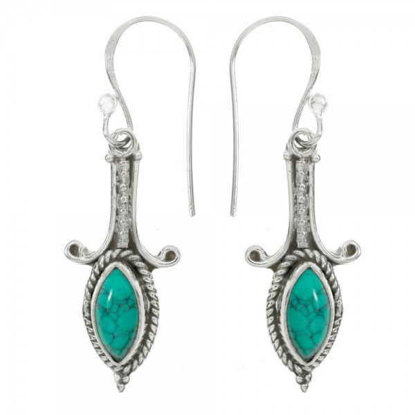 Pendientes piedra natural marquesa Plata de Ley - Karissma