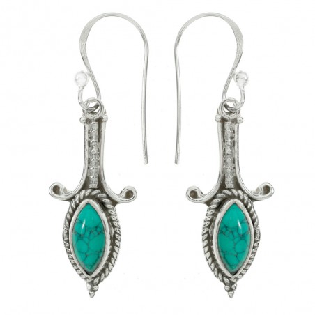 Pendientes piedra natural marquesa Plata de Ley - Karissma