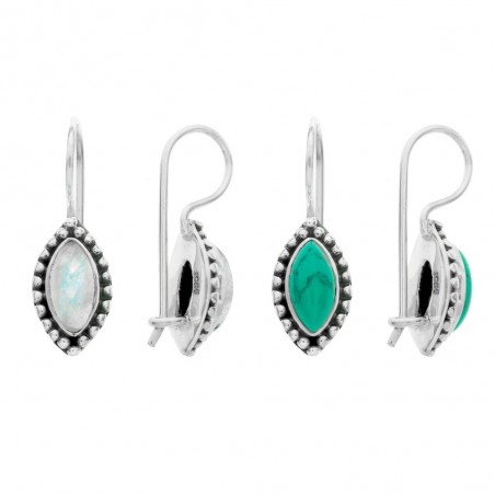 Pendientes piedra natural marquesa Plata de Ley - Karissma