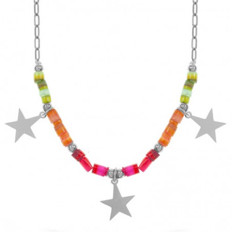 Collar fucsia con estrellas acero - Karissma