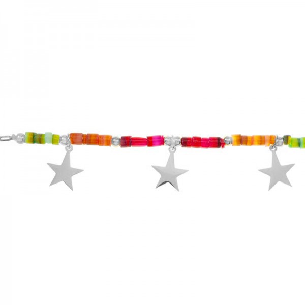 Collar fucsia con estrellas acero - Karissma