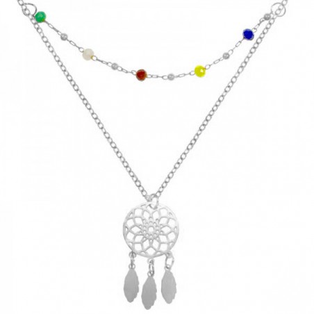 Collar doble con atrapa sueños y cristales acero - Karissma