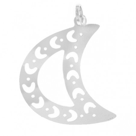 Colgante gran luna calada Plata de Ley 925